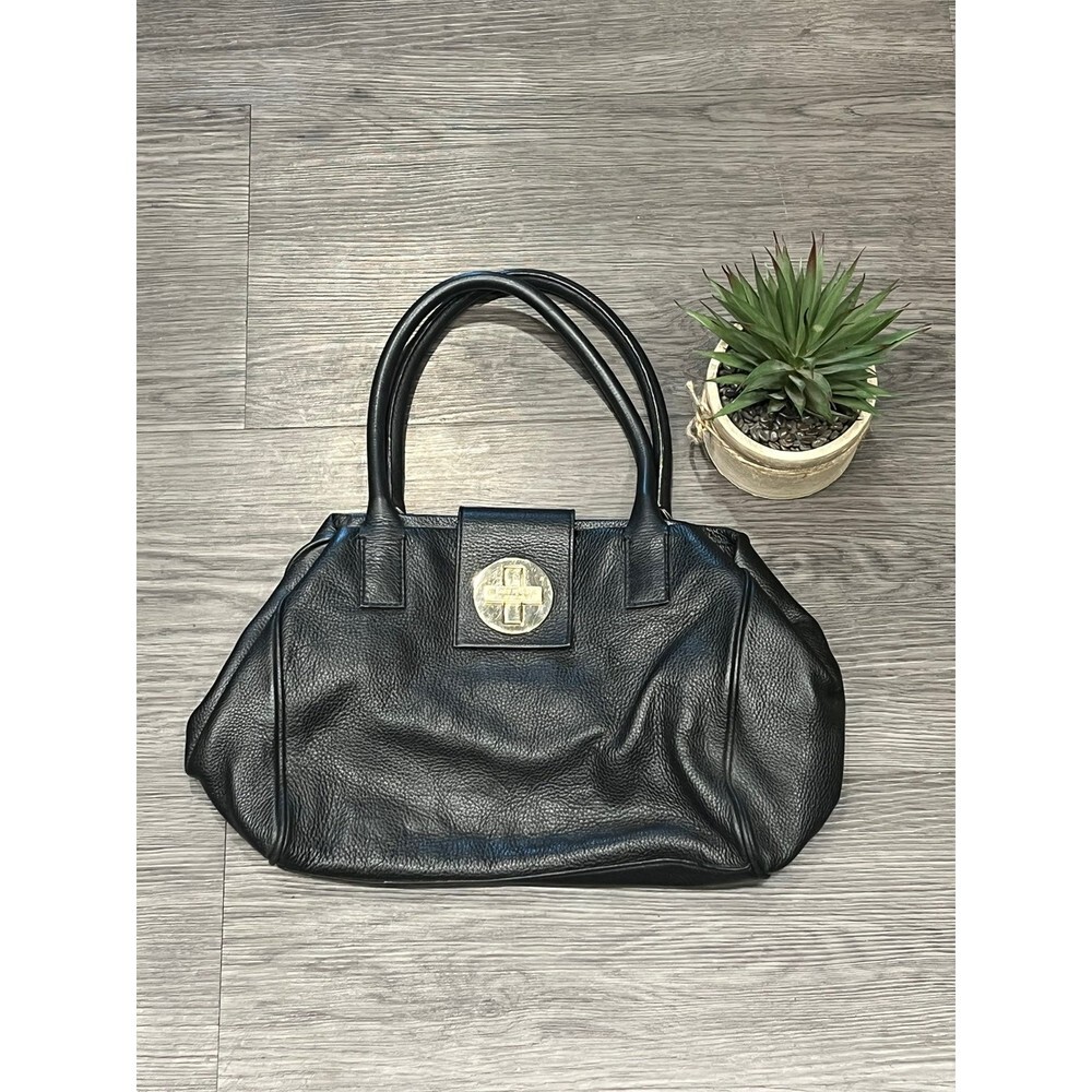 KATE SPADE Black Pebbled Leather Turnlock Satchel